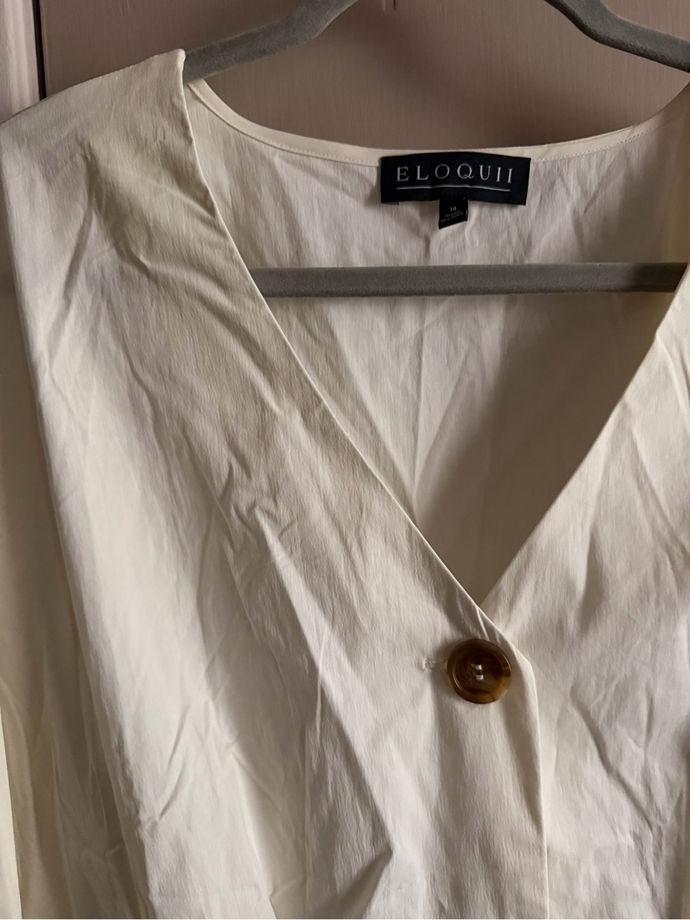 Eloquii Women's Cream Long-Sleeve Tie Cuff Blouse